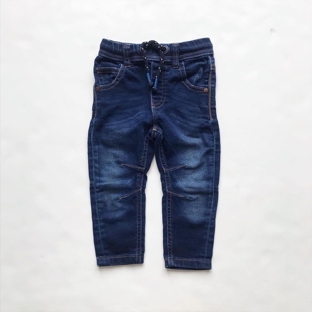 NEXT blue skinny pull up jeggings EUC 9-12 months